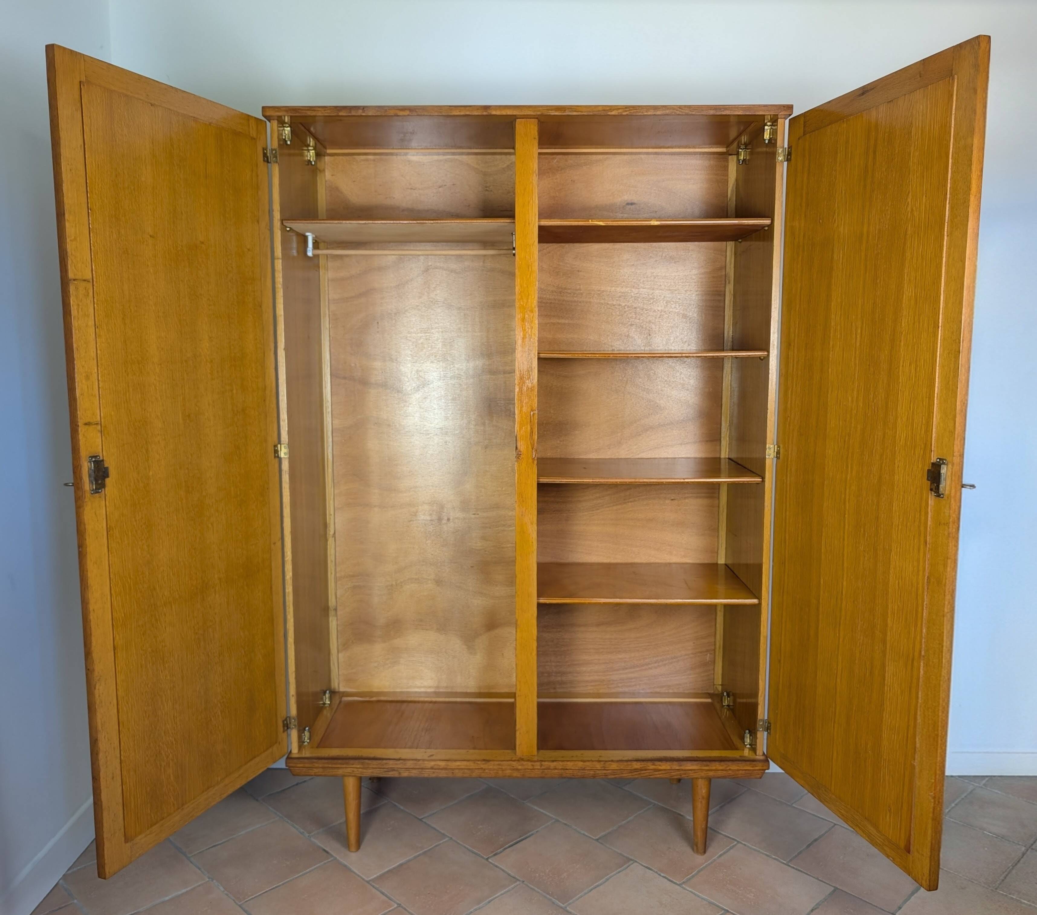Wood and rattan wardrobe 60'