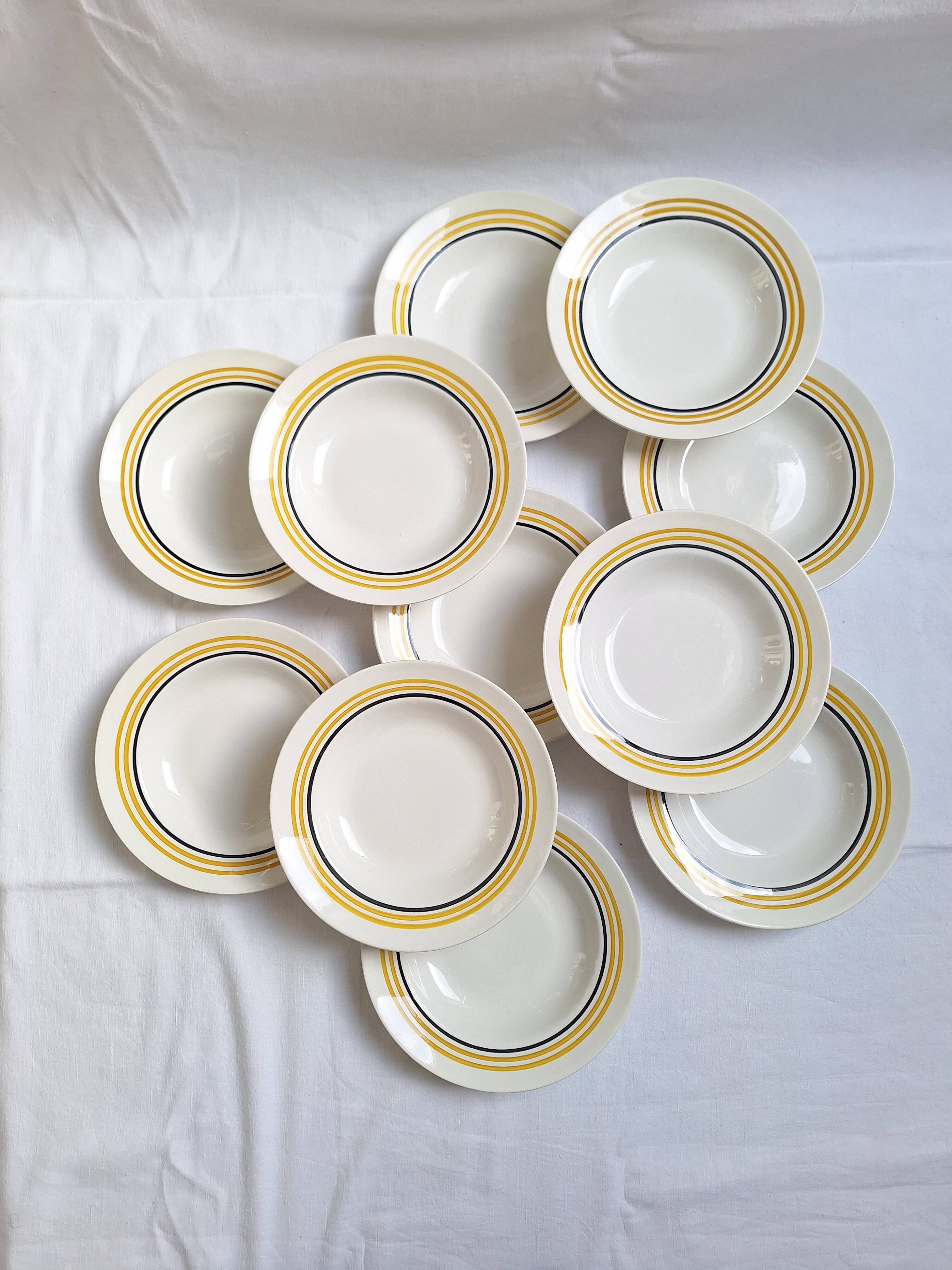 Assiettes creuses Moulin des Loups jaune moutarde
