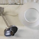 Bauhaus style suspension in aluminium and opaline, diameter 25 cm - mid 20th century.