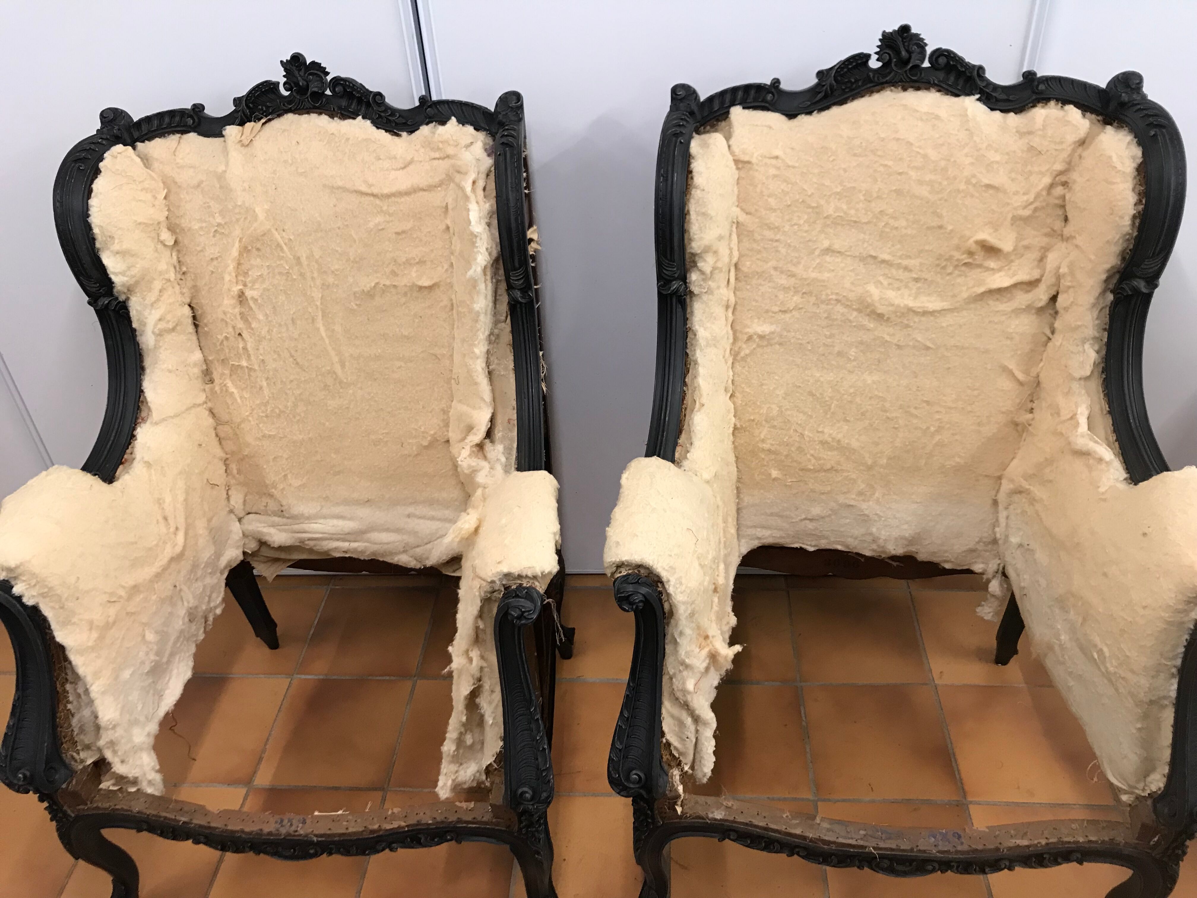 2 shepherdess armchairs with old ears nineteenth fully restored