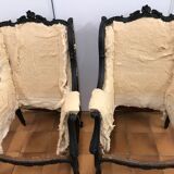 2 shepherdess armchairs with old ears nineteenth fully restored
