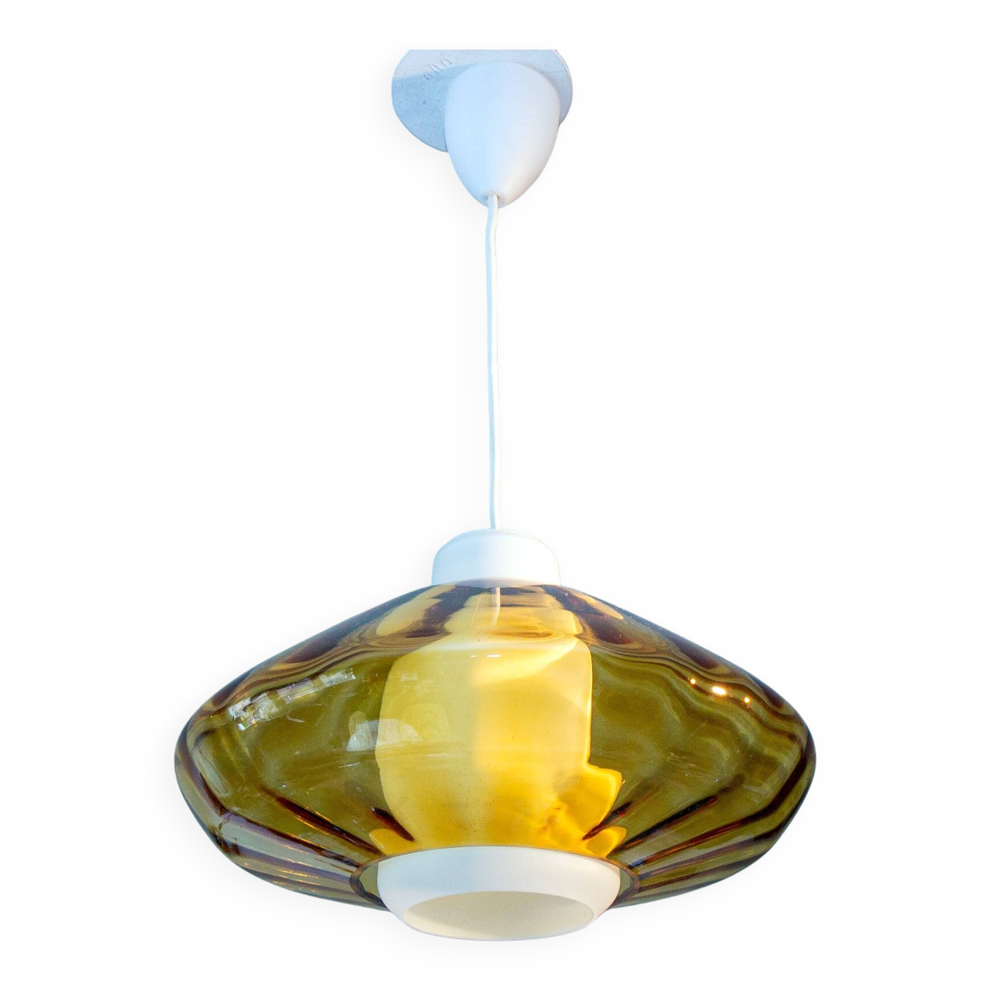 Scandinavian suspension, blown glass and opaline, 1960, new.