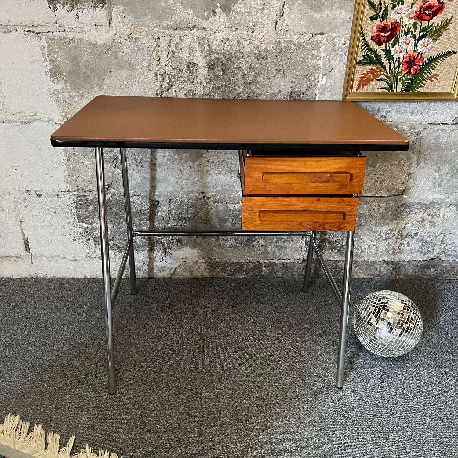Bureau vintage métal et bois