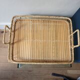 Openwork rattan and bamboo tray