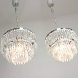 Vintage Italian Crystal & Chrome Chandelier, 1970s