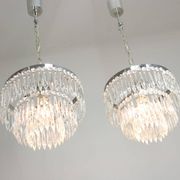 Vintage Italian Crystal & Chrome Chandelier, 1970s