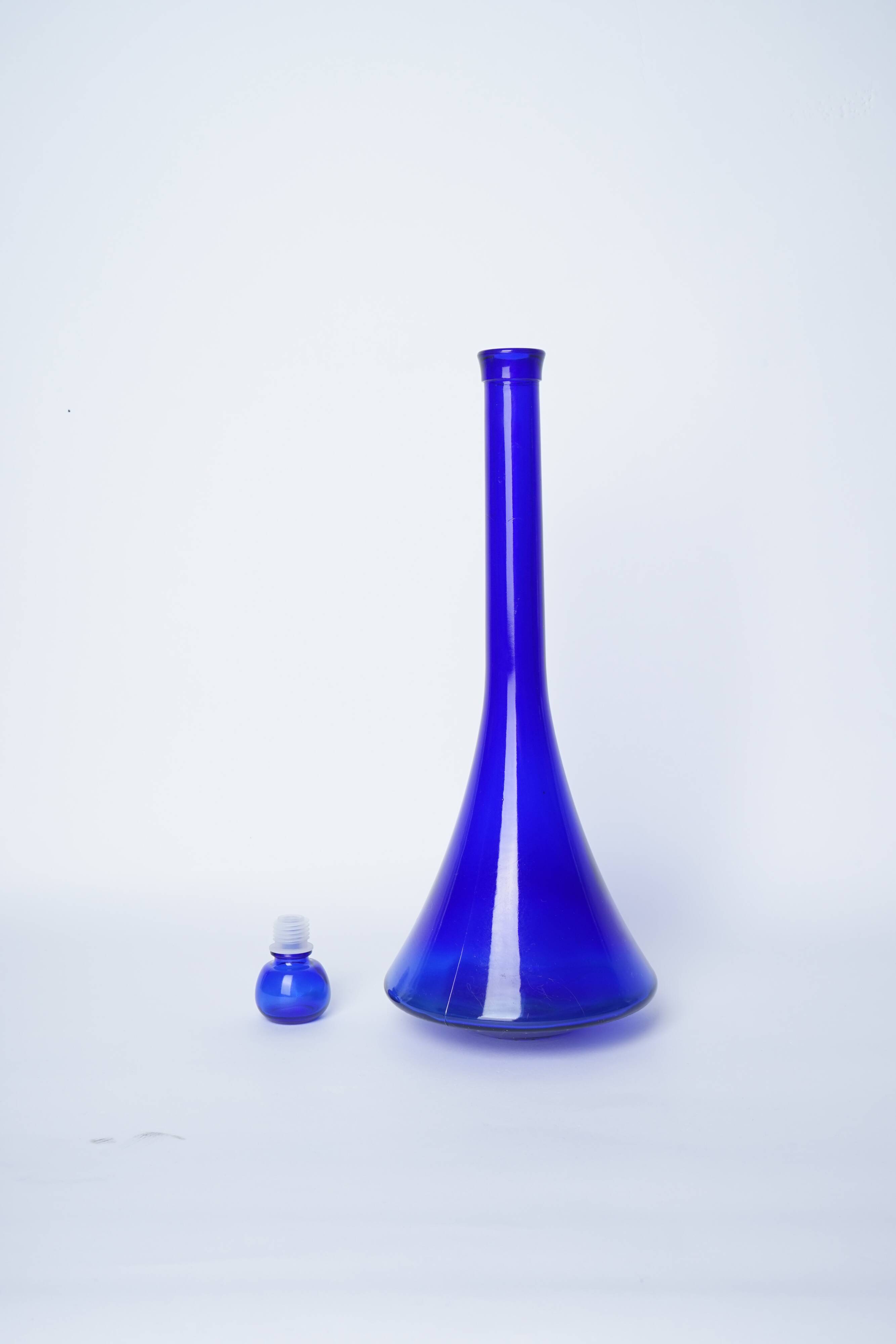 Blue glass carafe