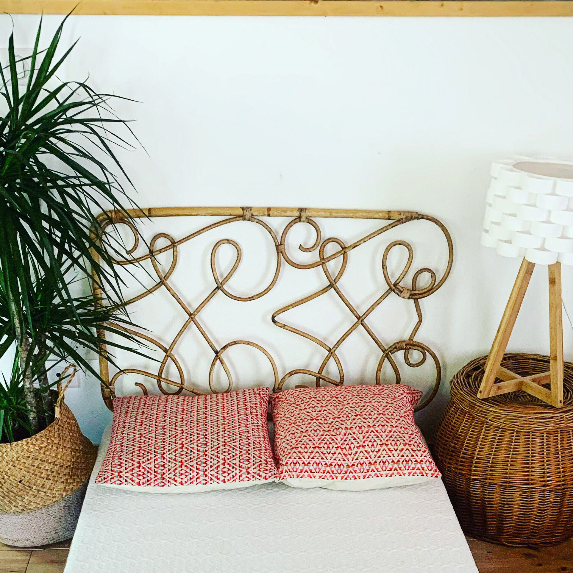 Vintage rattan headboard