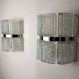 Pair of wall lamps by Kaiser Leuchten, frosted glass, Germany, 1960