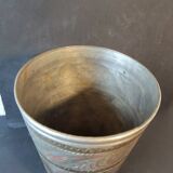 Antique engraved brass lassi glass – Indian artisanal bohemian vase