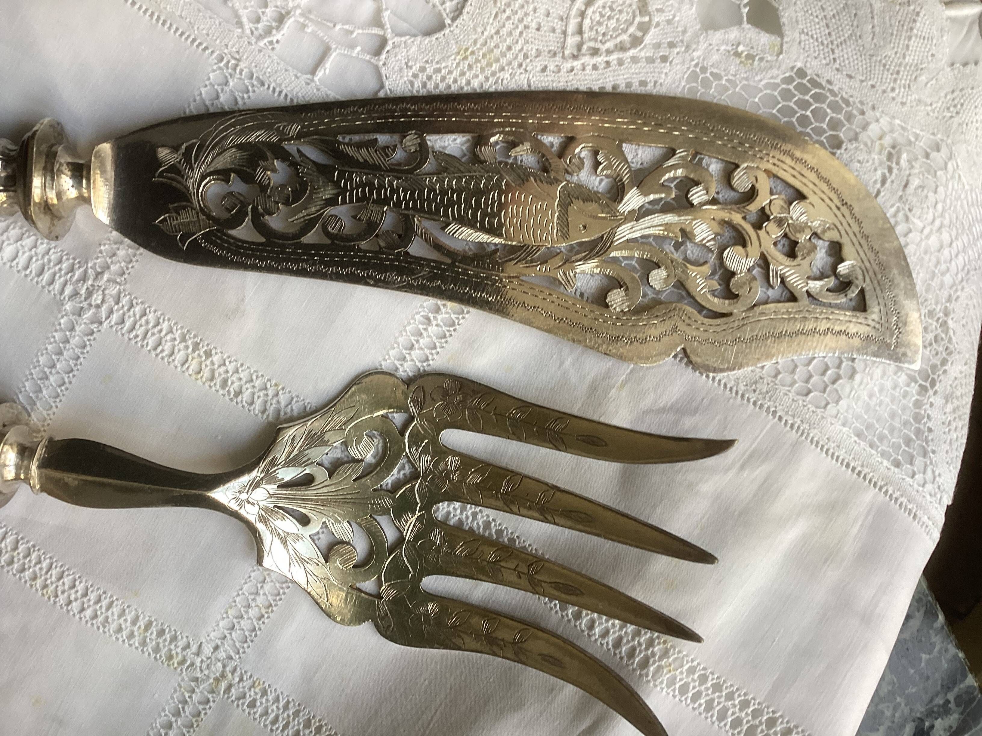 Silver fish cutlery 19th century