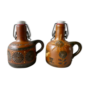 Set de 2 bouteilles en grès de