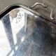 Rectangular silver-plated metal tray with a striated and shell design