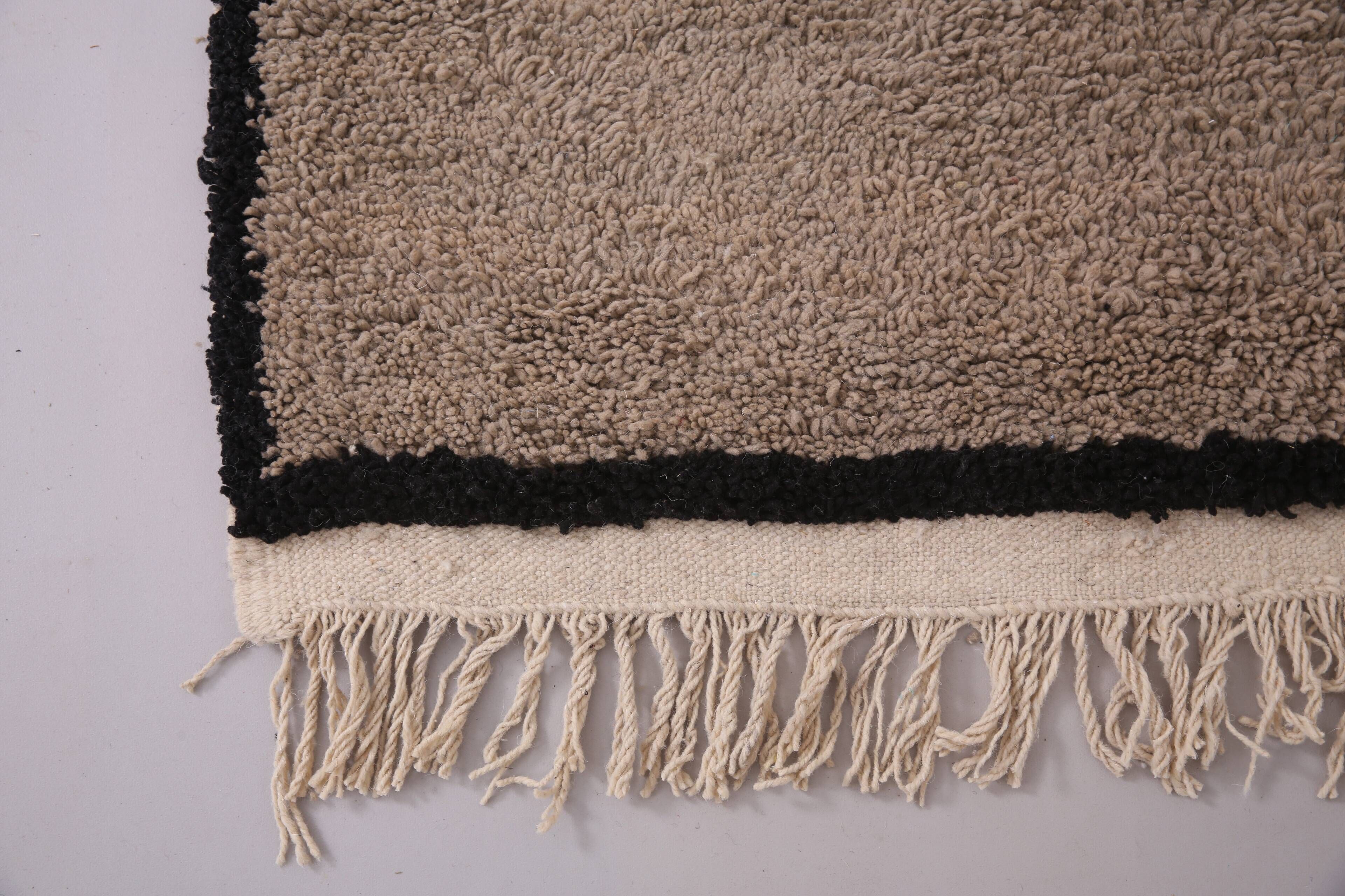 Taupe Handmade Moroccan Rug 177 x 219 cm - Berber Wool Rug - Bohemian Style