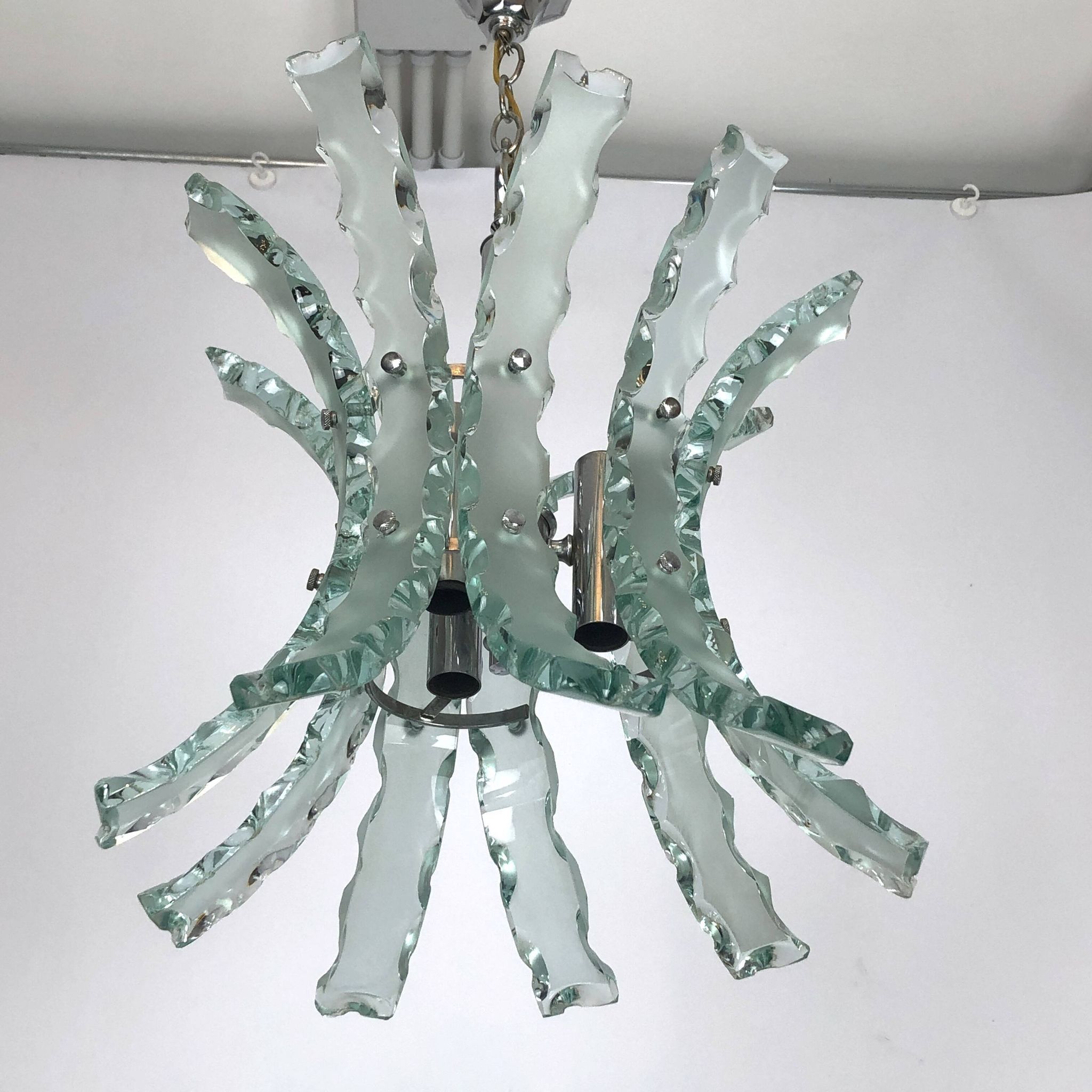 Mid-century Italian cut glass chandelier by Zero Quattro