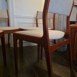 Set of 4 vintage teak and beige tweed chairs by Johannes Anderse