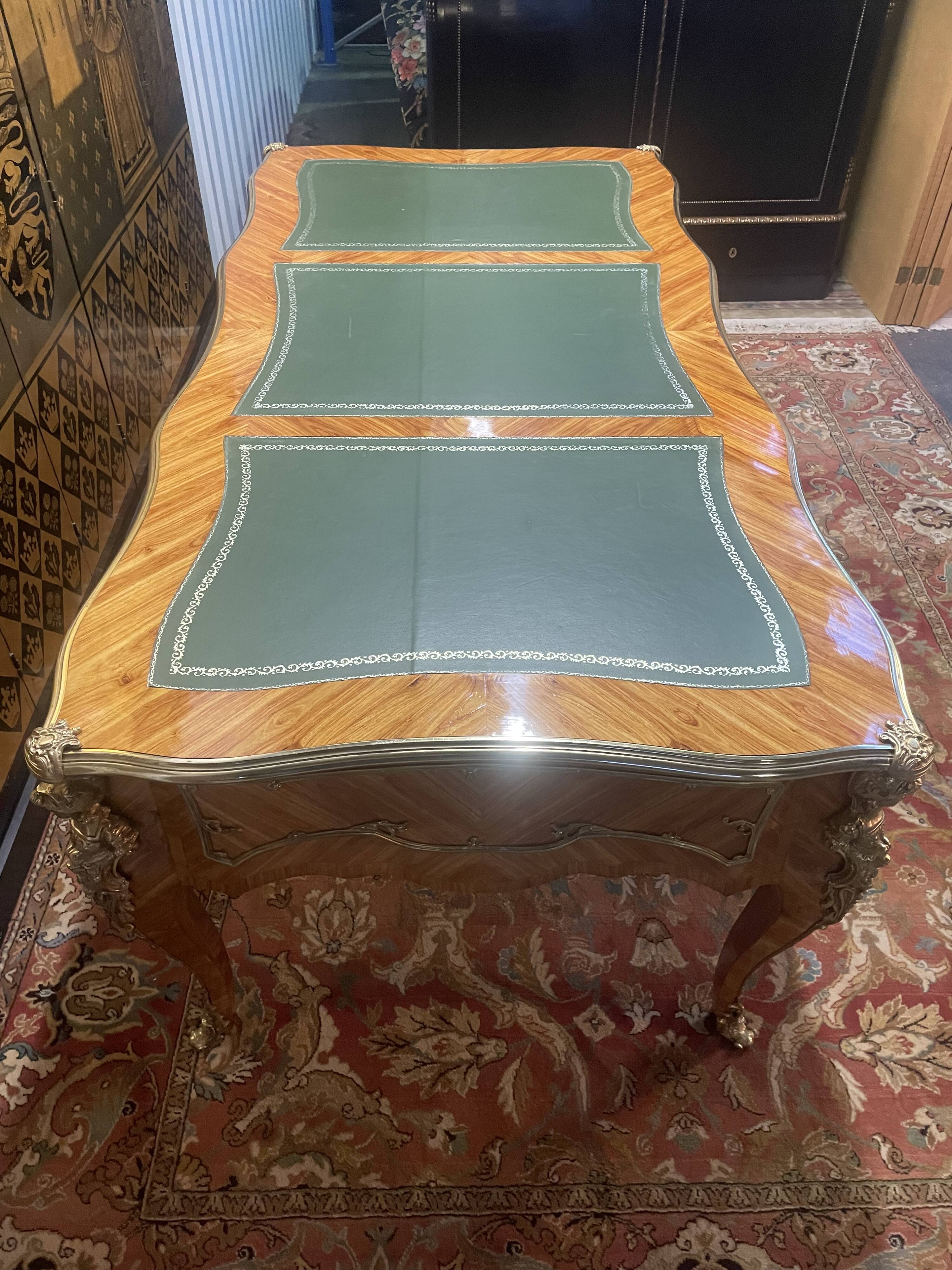 Louis XV style flat desk in marquetry