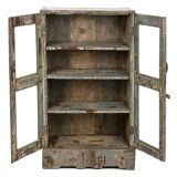 Showcase in patinated solid wood