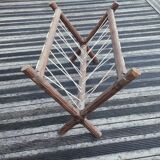 Vintage wooden and wire magazine rack