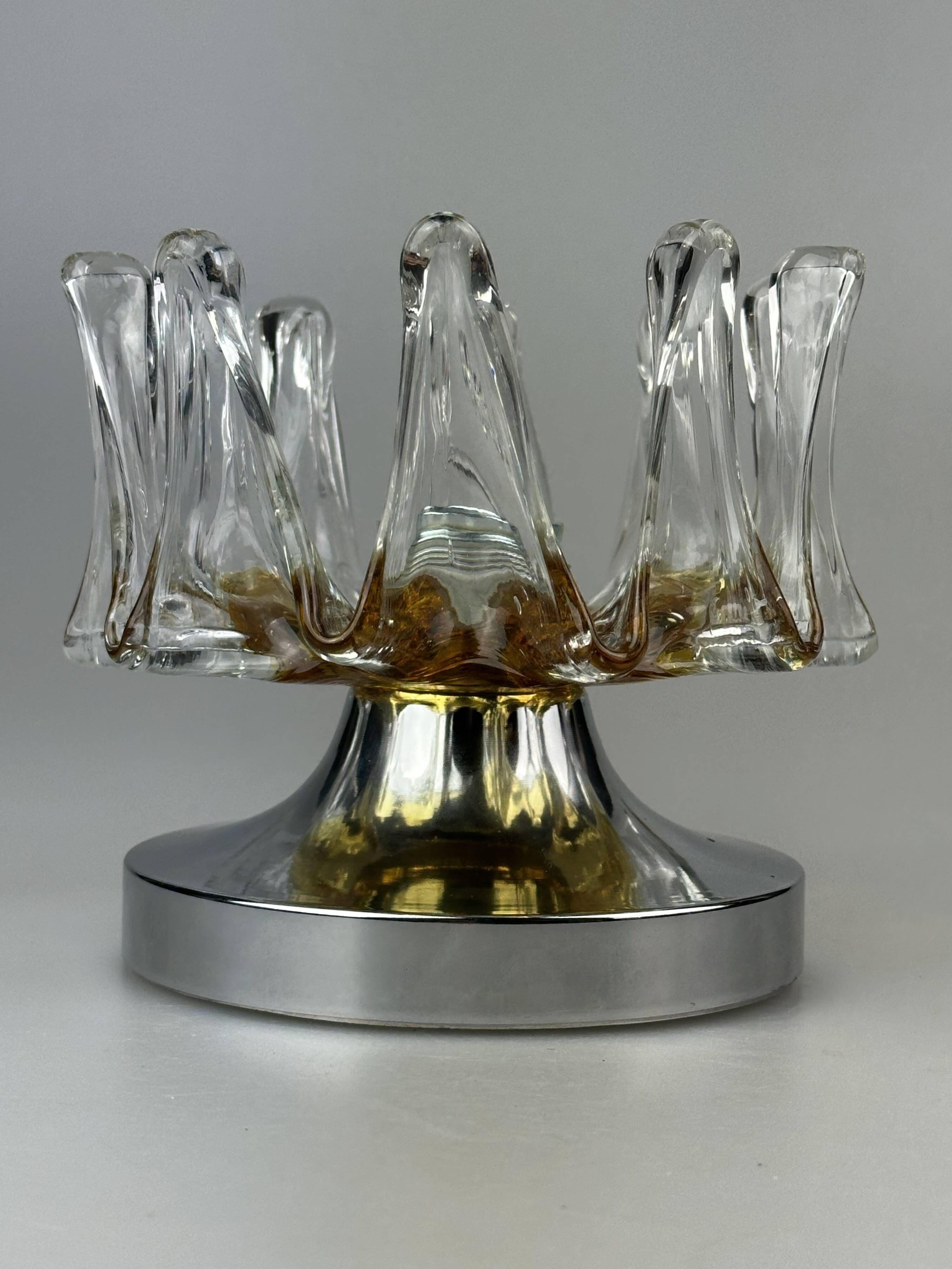 60s 70s wall lamp Wall Sconce made of metal & Murano glass Space Age design