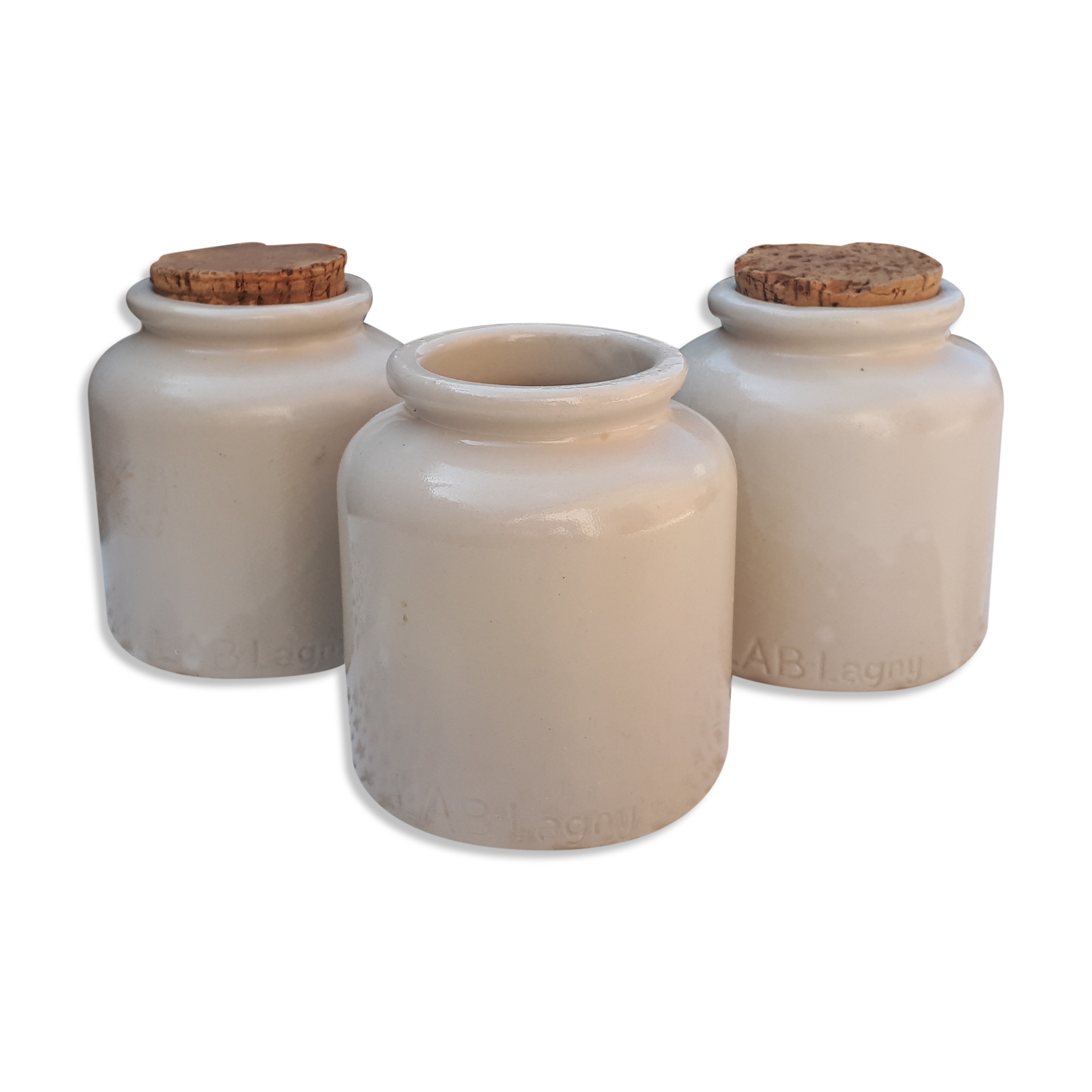 Set of 3 old sandstone pots