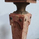 Colonne haute en marbre rose et bronze style Louis XVI