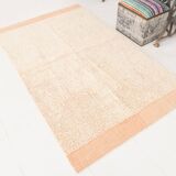 4x7 Salmon Beige Handmade Turkish Vintage Rug
