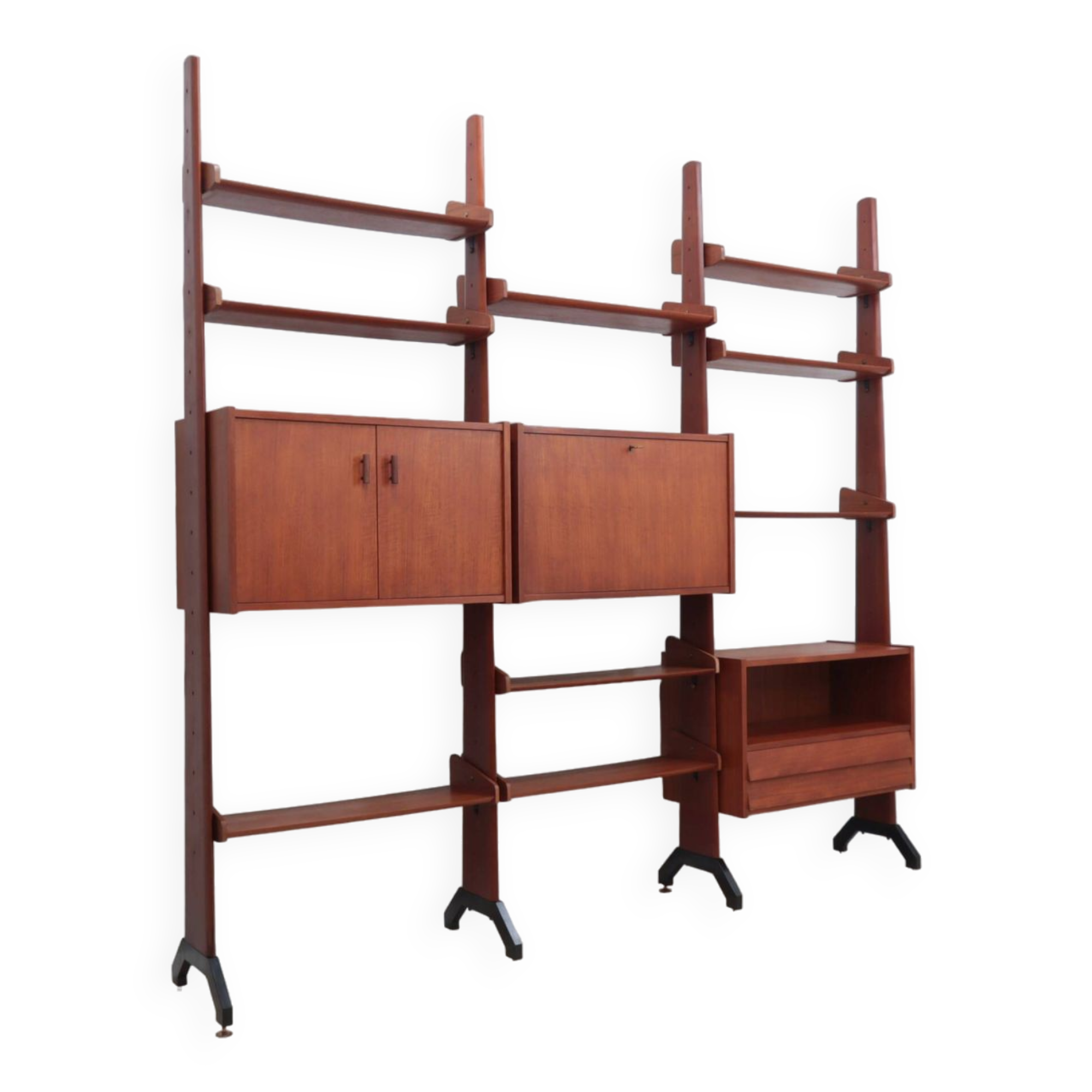 Mid century modular teak bookcase AV Arredamenti 1960s