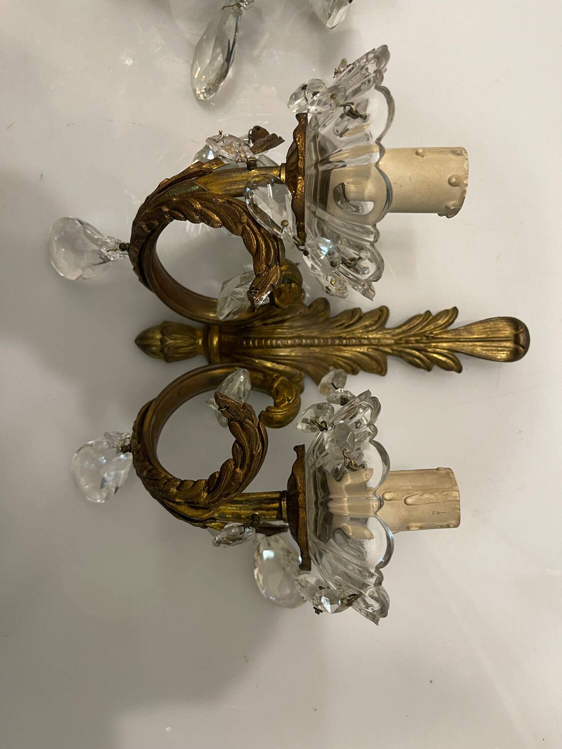 Crystal Bronze Sconces Set of 2 1950’s