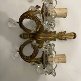 Crystal Bronze Sconces Set of 2 1950’s