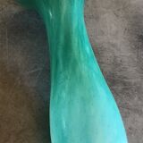 Vintage speckled green marbled glass vase, art nouveau