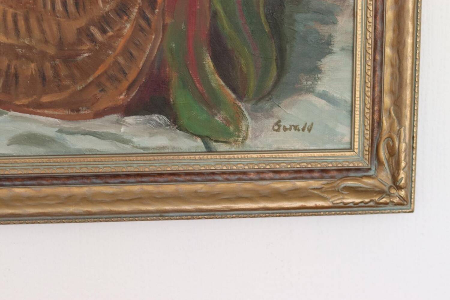 Original Swedish Oil on Canvas “Vegetable Basket” – G Wald Vintage