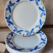6 assiettes plates art déco en faïence