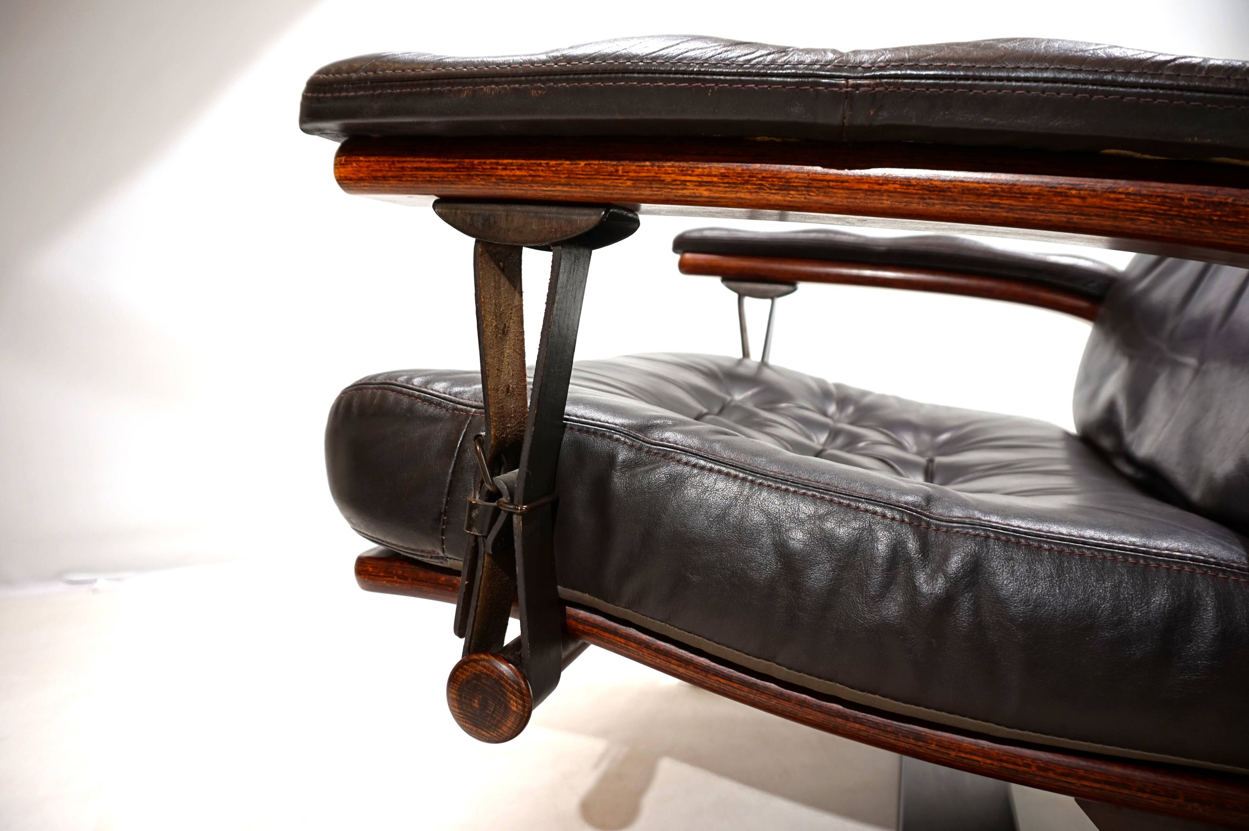Westnofa Panter Leather Lounge Chair with Ottoman by Arnt Lande, 1970s