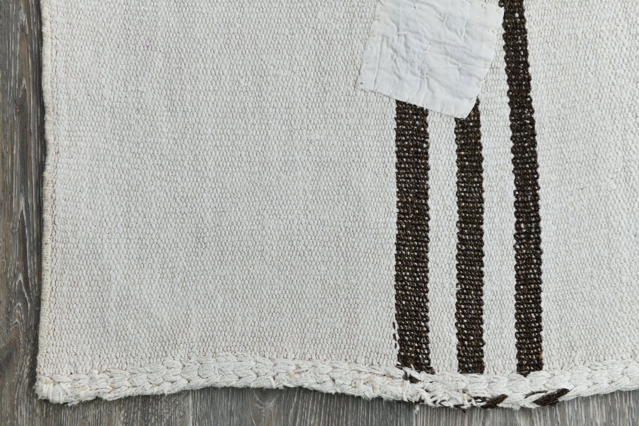 2x8 white brown hemp runner rug 57x260cm