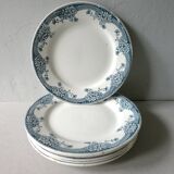 Set of 6 flat plates, Saint Amand model Suzanne, floral decoration