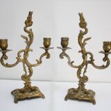 Pair of gilded bronze candlesticks