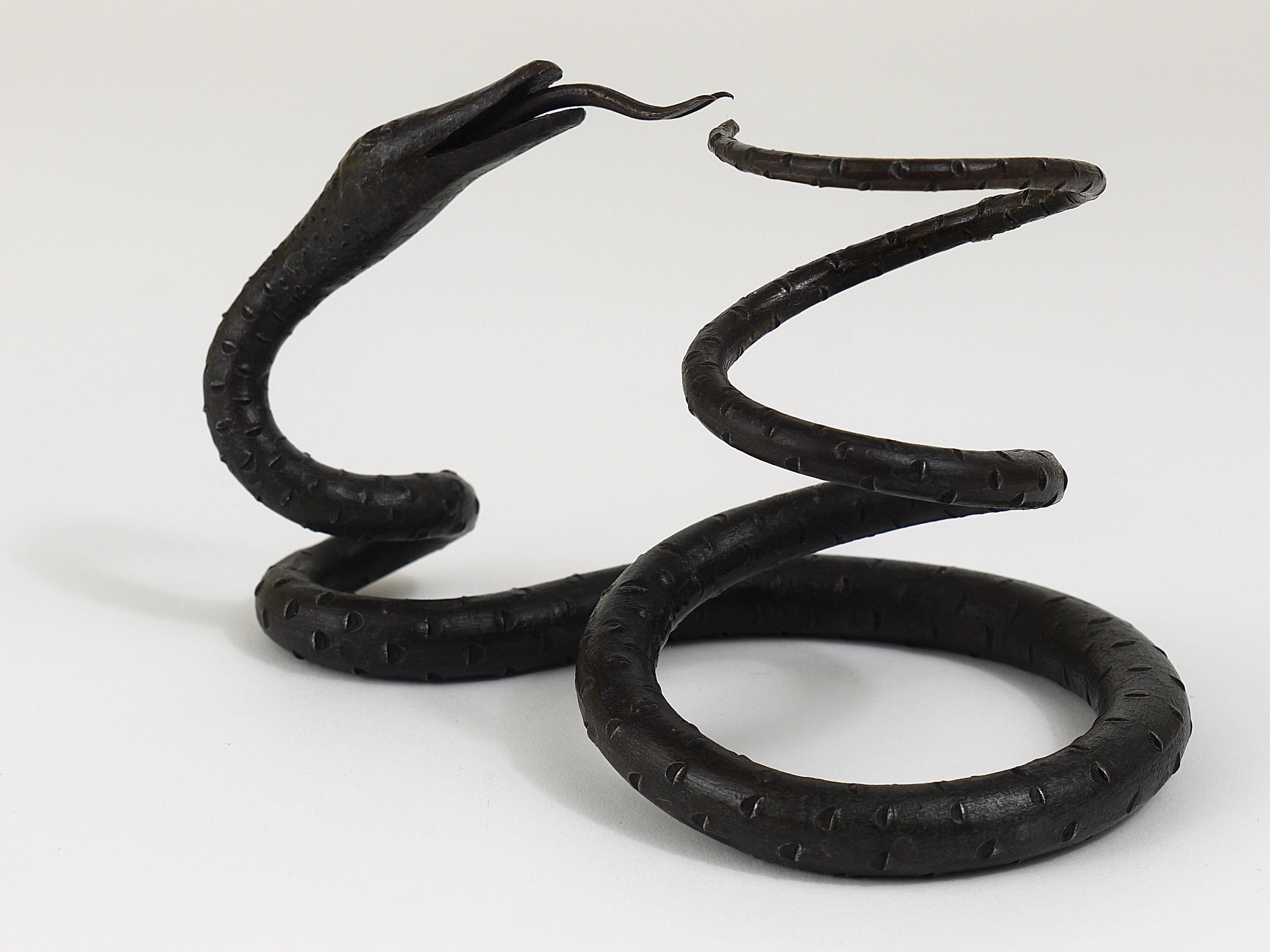 Sculpture of a serpent or wrought iron serpent in the style of Edgar Brandt, Austria, 1920s.