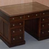 George III double-sided partner's desk in walnut circa 1780 with original handles.
