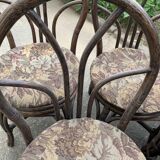 Suite of six chairs in curved wicker XX century