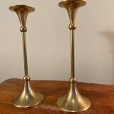 Pair of gilded brass candlesticks