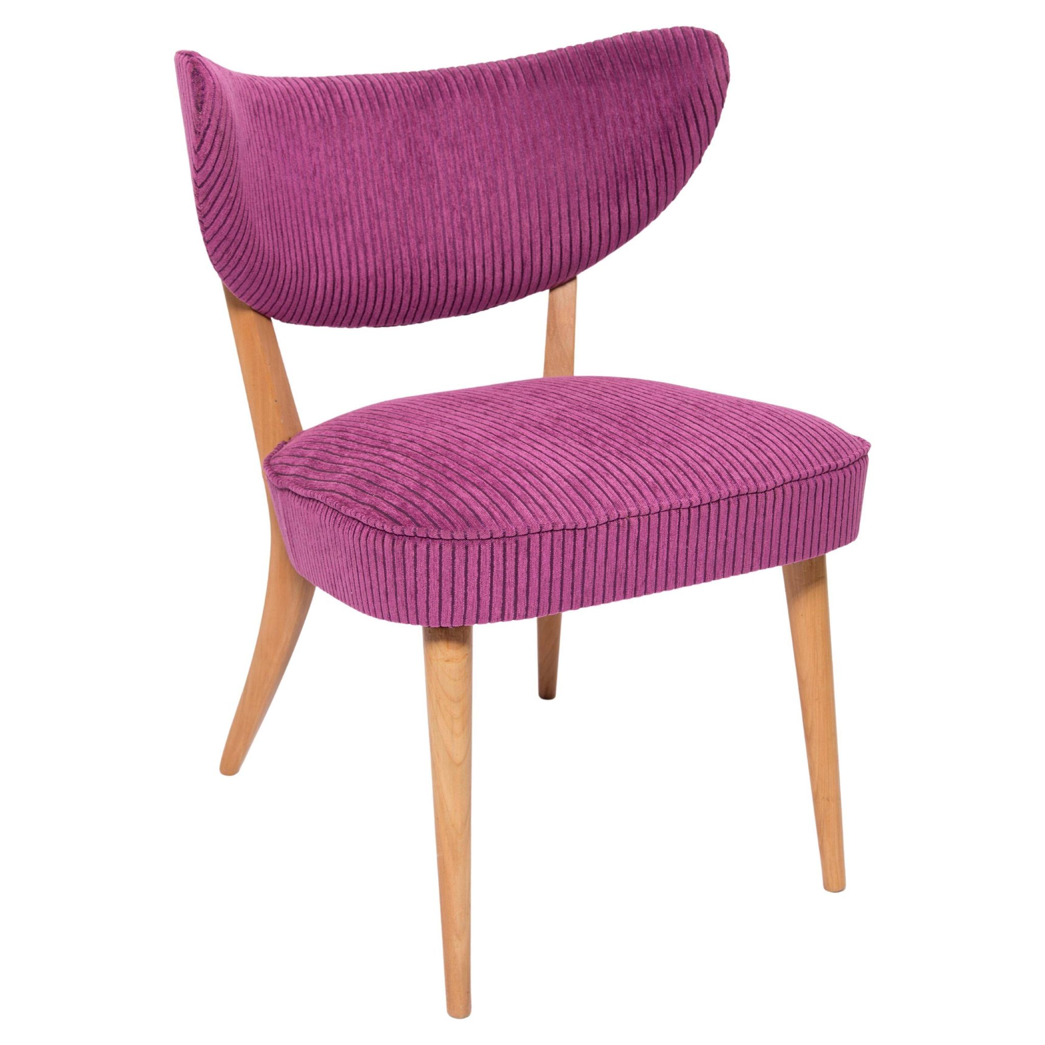 Mid-Century Purple Velvet Club Chair, Europe, 1960s