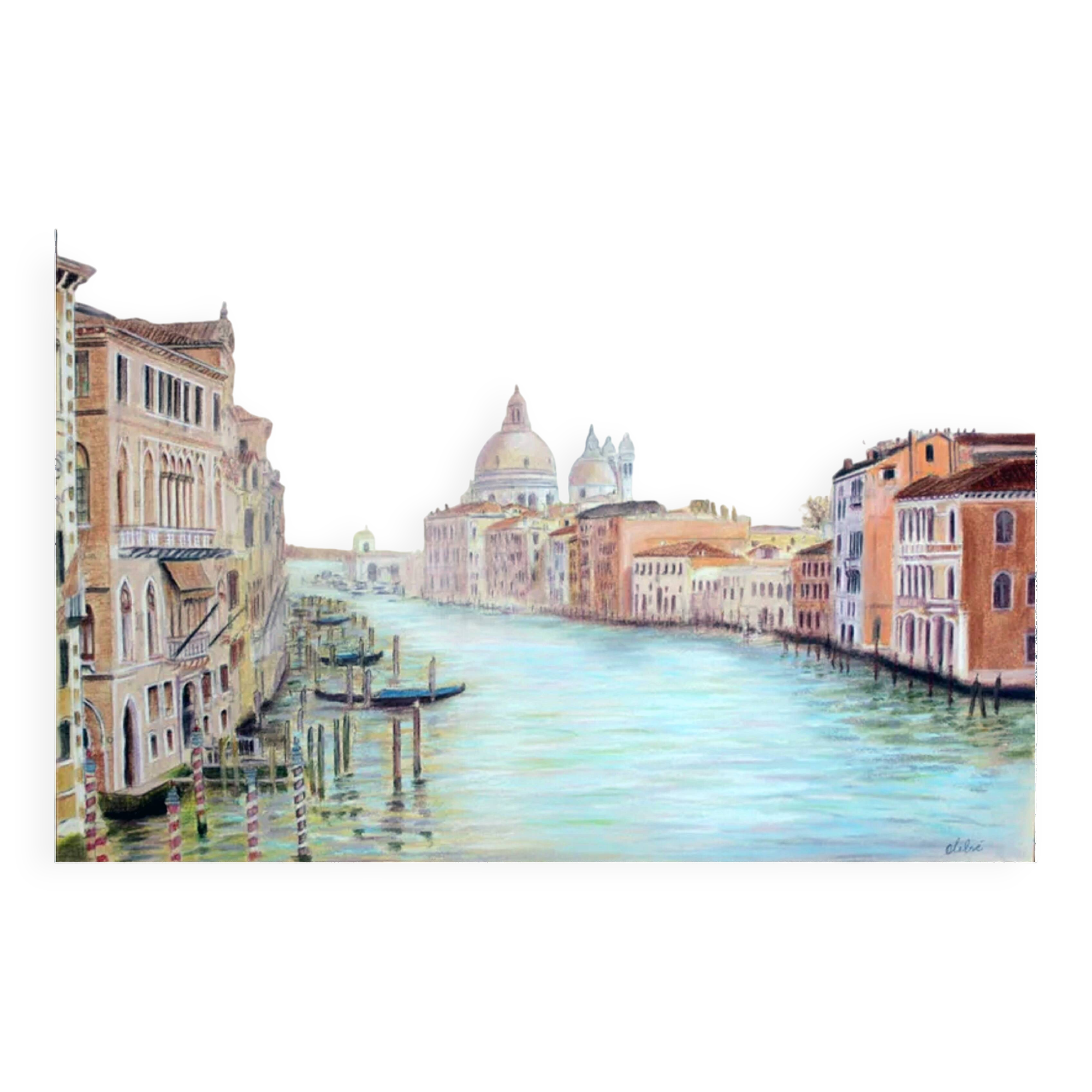 Dibujo de Venecia. Grand canal.