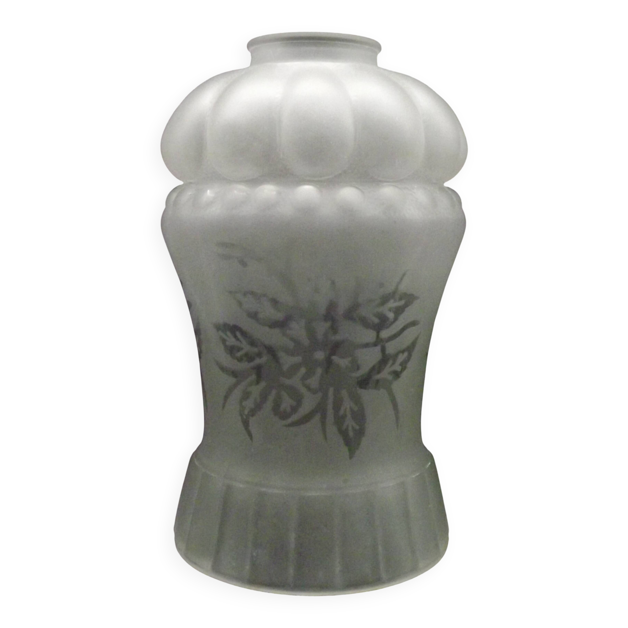 French vintage Victorian style white opaque patterned glass shade 0142