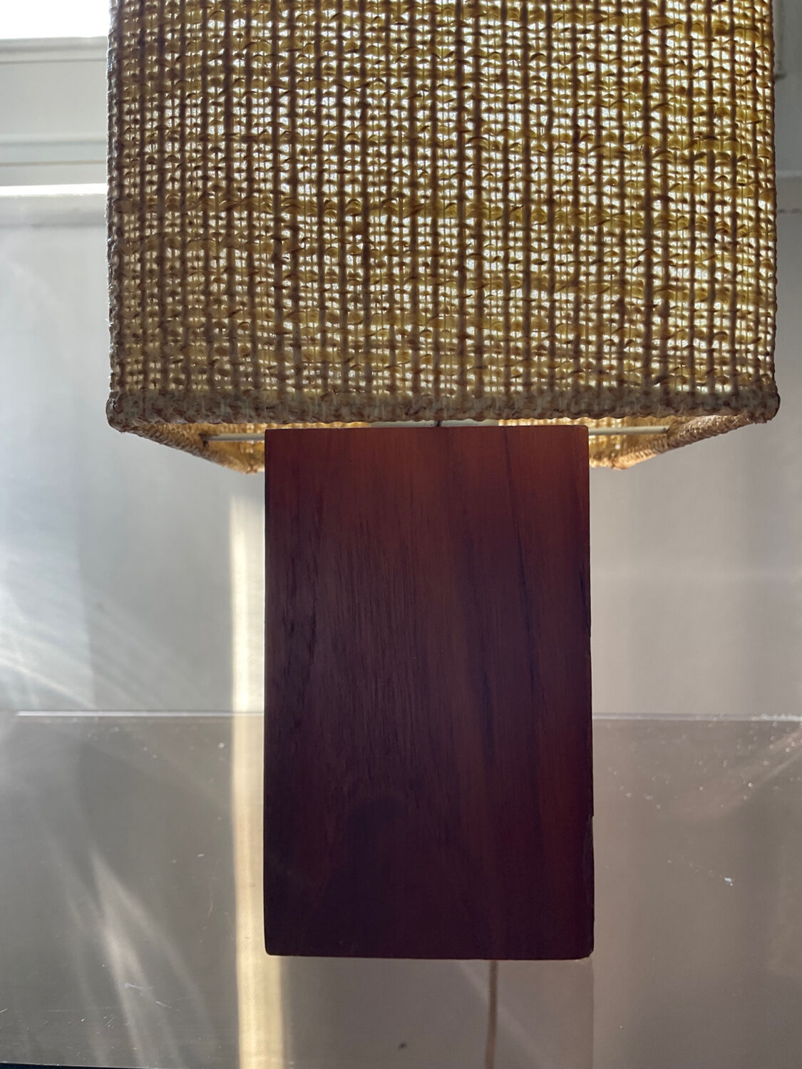 Scandinavian lamp in teak and rope years 60-70