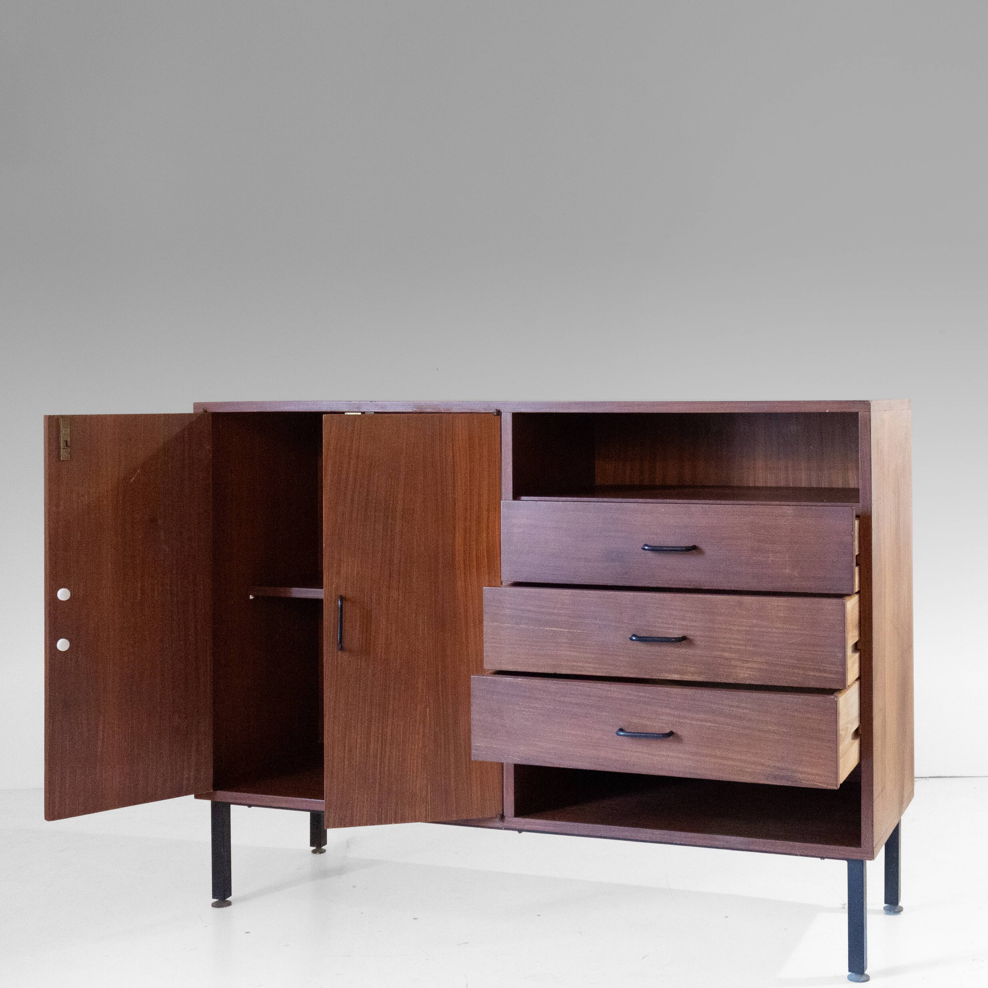 Mid Century Modern Rosewood Sideboard with Drawers, Italy 1970s