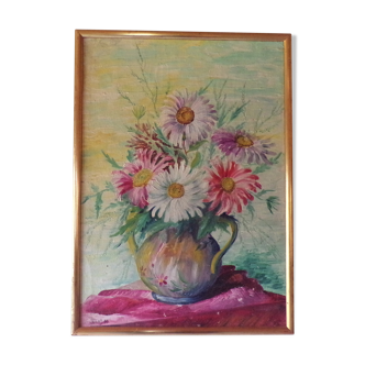 Oil on marguerite's bouquet panel