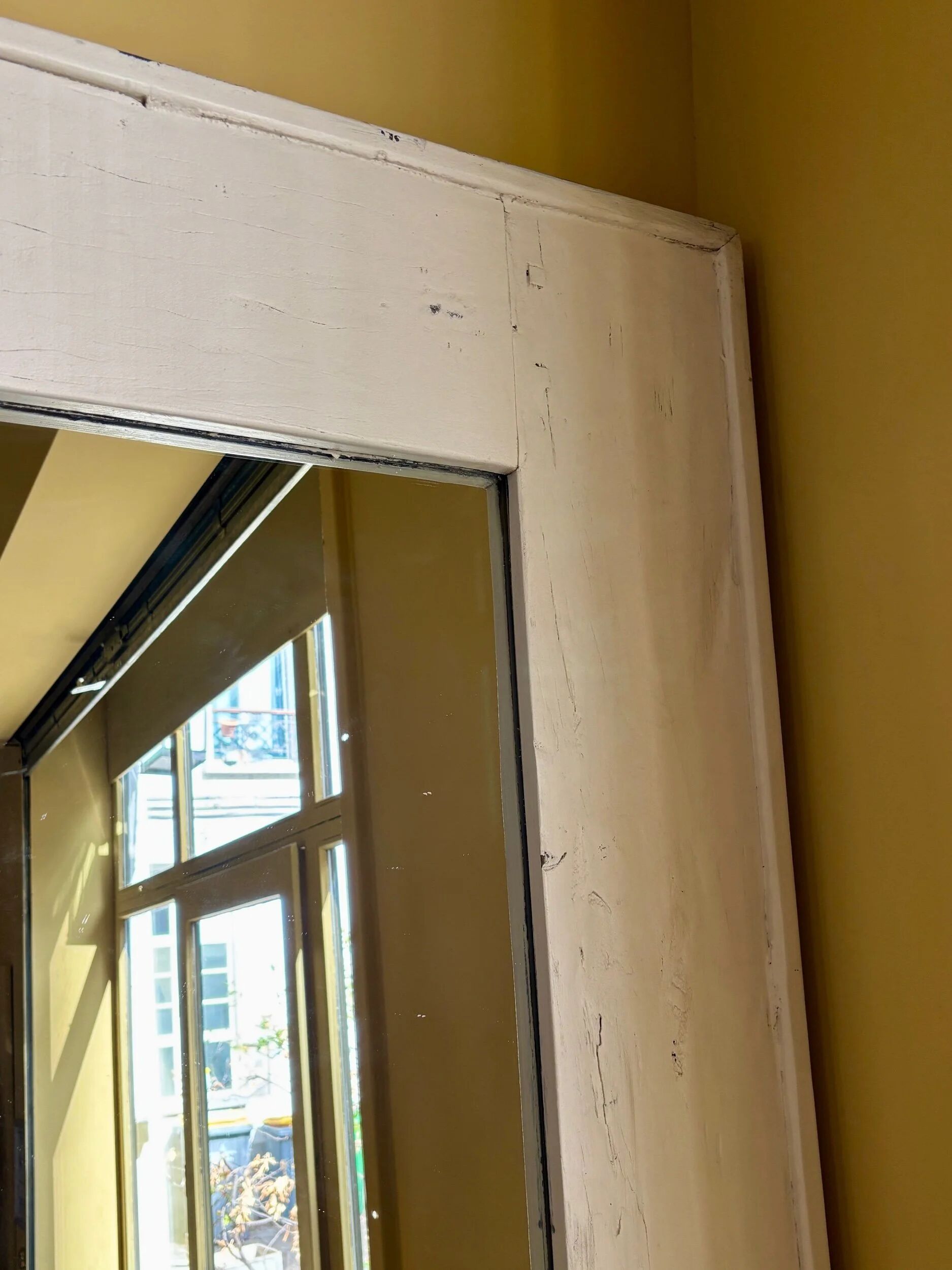 White wooden mirror 245 x 125 cm