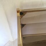 End table in metal gold chrome to three trays of smoked glass years 70/80