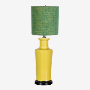 Lampe de table en céramique émaillée jaune